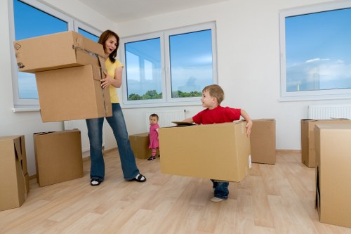 Furniture and moving supplies arranged for a house removal in Kingscross