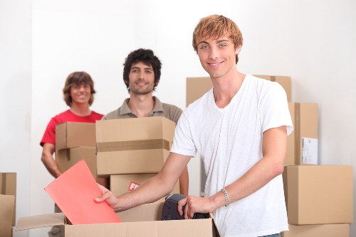 Packed boxes and furniture prepared for a Kingscross home removal